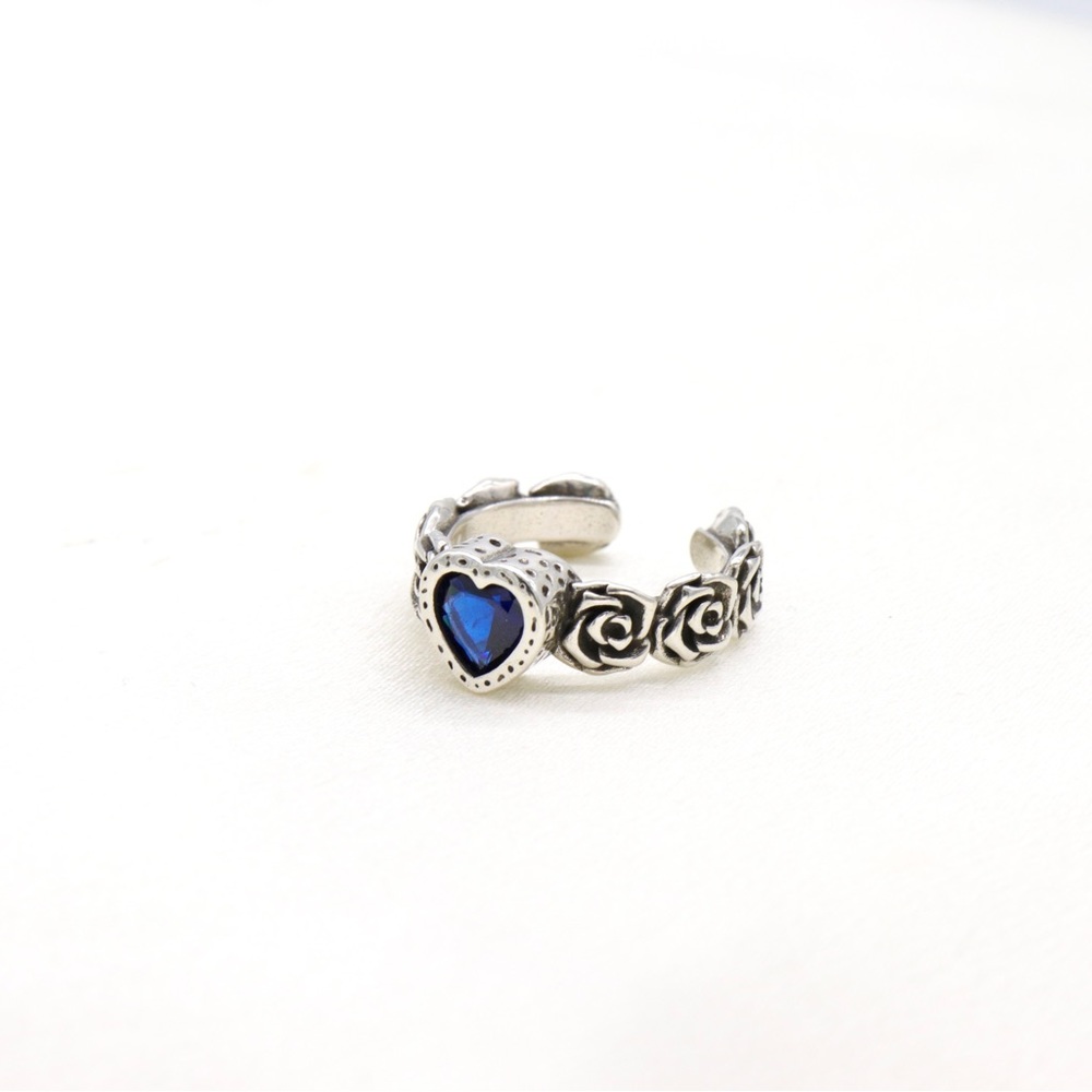 Blue Heart Rose Ring
